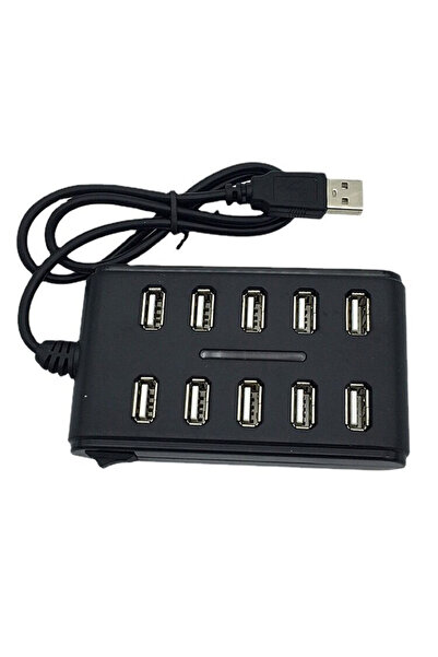 Choice1 موزع USB 2.0 أسود بـ 10 منافذ مع مفتاح تشغيل/إيقاف لتمديد أقراص USB