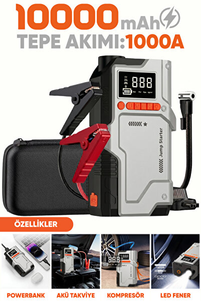Enshall HARVOX 4’ü 1 Arada Akü Takviye Cihazı 150 PSI Kompresör Lastik Şişirm...