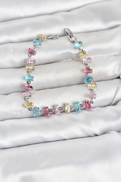 Inure Jewelry Crystal Stone Baguette Cut Mixed Color Silver Color Gema Women'...