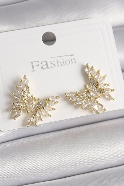 Inure Jewelry Brass Gold Color Zircon Stone Butterfly Model Women's Earrings