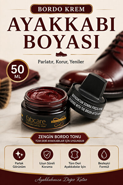 Fabcare Bordo Krem Ayakkabı Boyası 50 ml