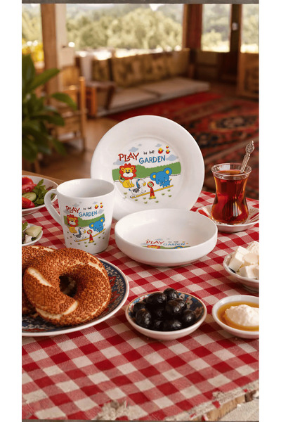 qtahya homes queen of kütahya 3 parça Bebek mama seti porselen çocuk yemek seti