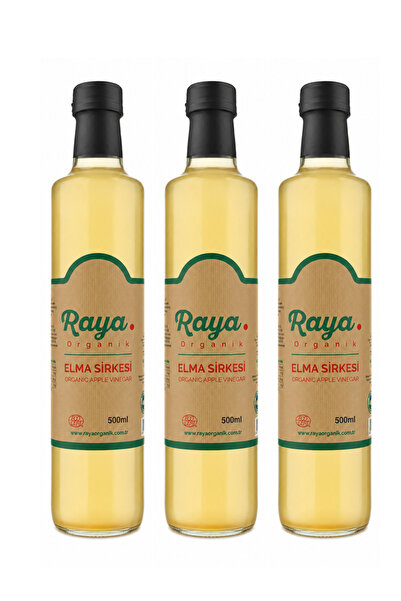 RAYA 3’lü Organik Elma Sirkesi Seti – 3 x 500 ml (Toplam 1500 ml)