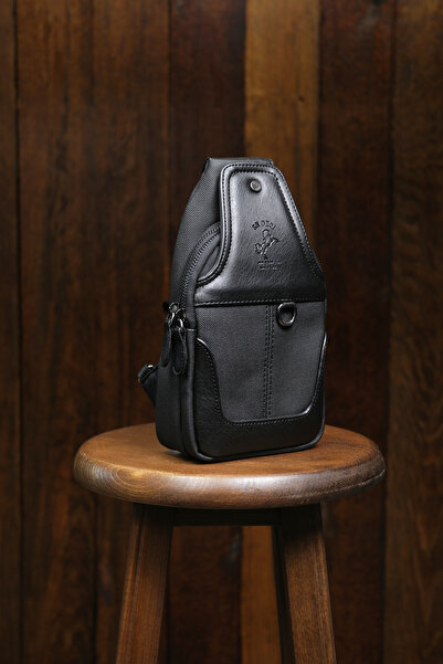 en deri Black Canvas Men's Shoulder Bag - Casual Crossbody Messenger Bag
