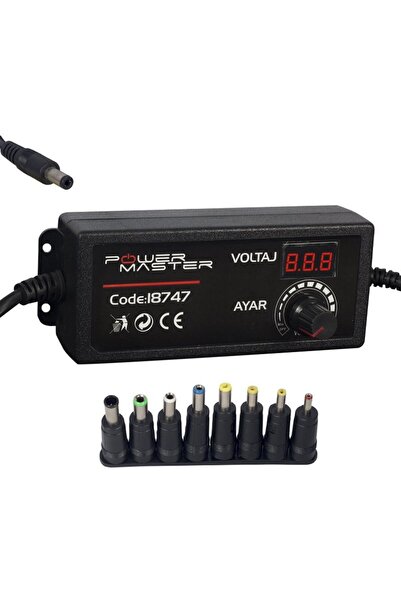 Powermaster PM-18747 3 Volt - 24 Volt - 2 Amper Çok Uçlu Dijital Ekranlı Ayar...