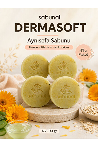 sabunal Dermasoft Calendula Soap 4 Pcs - Gentle and Comforting Daily Care Soa...