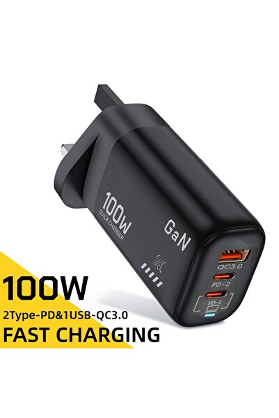 Choice1 UK 100W GaN PD Type C Charger USB QC 3.0 For Laptop Ipad PPS Fast Cha...