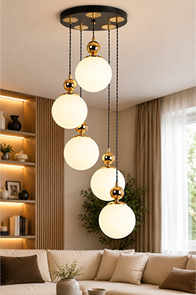 VENON Lorenza 5.Li Sarkıt Yuv.✨ÖRGÜ KABLOLU ✨ SİYAH ✨ GOLD DETAYLI ✨ BEYAZ GL...