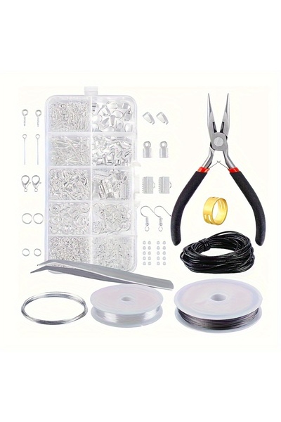Choice6 Silvery h-5-2 900pcs Jewelry Making Beginner Kit Earrings Necklace DI...
