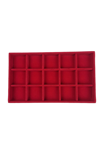 Choice 15 grid tray red 1PC, Flocking Jewelry Box Jewelry Tray, Color: Red