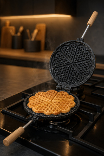 intime endüstriyel mutfak - Granit Döküm Ocak Üstü Waffle Tavası