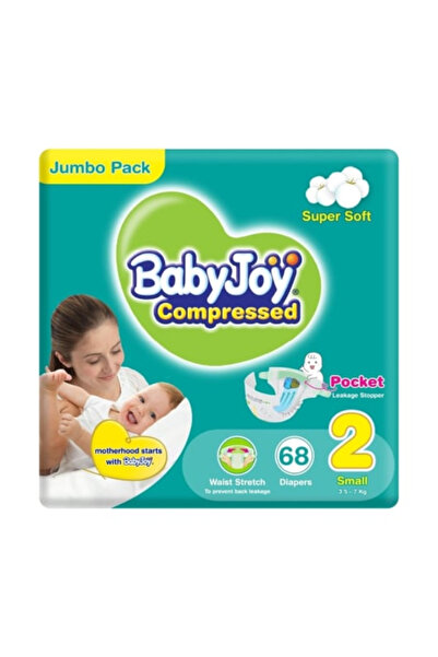 BabyJoy فوطة ماسية مضغوطة، مقاس 2، صغير، 3.5-7 كجم، عبوة ضخمة، 68 حفاضة