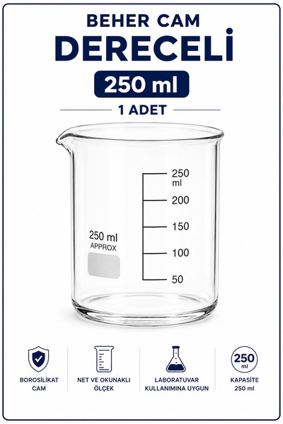 Labolist Beher Cam Dereceli 250 ml 1 Adet