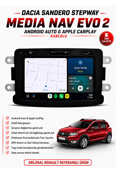LG Dacia Sandero Stepway Uyumlu Orijinal Multimedya Navigasyon Carplay / Andr...