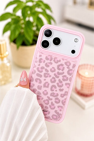 Go Aksesuar Iphone 17 PROMAX Uyumlu LEOPAR DERİ PEMBE Baskı Tasarımlı Koruyuc...