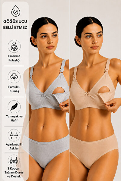 cicial 2-Pack Cotton Nursing Bra (3 Cups)