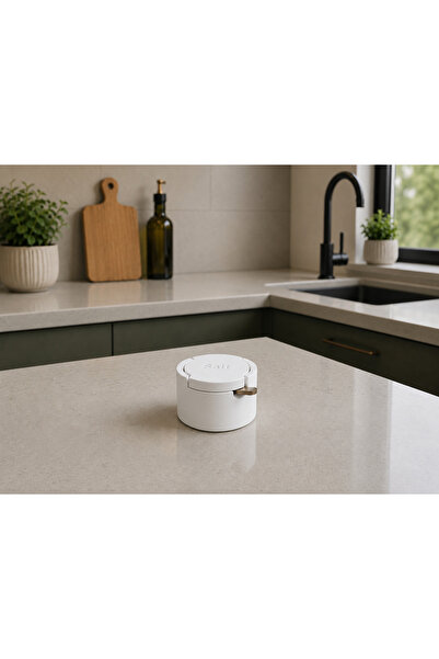ThreeT Beton Yuvarlak beyaz minimal tuzluk