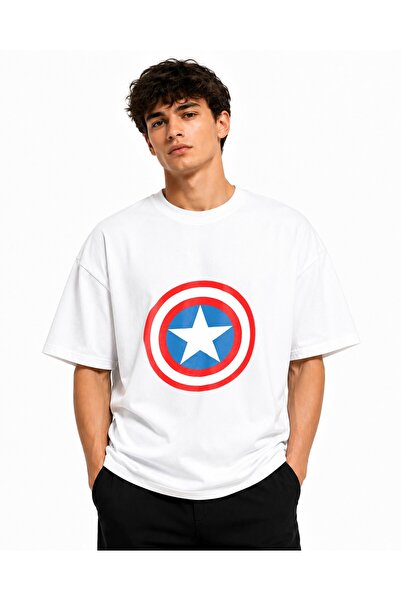 Inscriptie Tricou Unisex Bumbac Premium Casual " Captain America - Sigla "