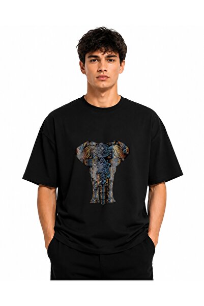 Inscriptie Tricou Unisex Bumbac Premium Casual " Elefant cu flori "