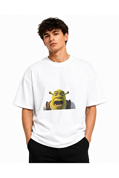 Inscriptie Unisex Premium Cotton Casual T-Shirt "Shrek scared"