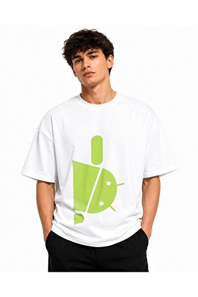 Inscriptie Unisex Premium Cotton Casual T-Shirt "Android horizontally"