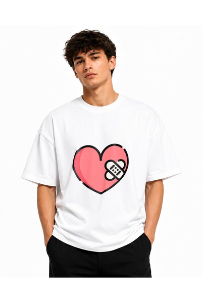 Inscriptie Ουνισέξ Βαμβακερό T-Shirt Υψηλής Ποιότητας  "Τραυματισμένη Καρδιά "