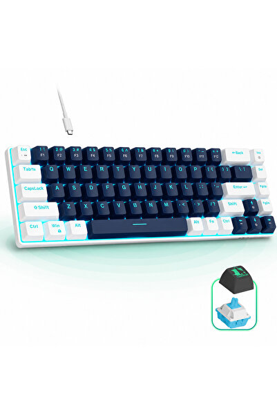 Timebox Tastatură mecanică de gaming, iluminare din spate RGB 60%, comutator ...