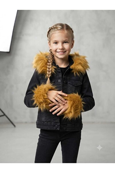 Hilal Akıncı Kids Fur Detailed Denim Jacket
