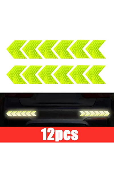 Choice green 12 Pcs/Set Reflective Arrow Sign Tape Warning Safety Sticker for...