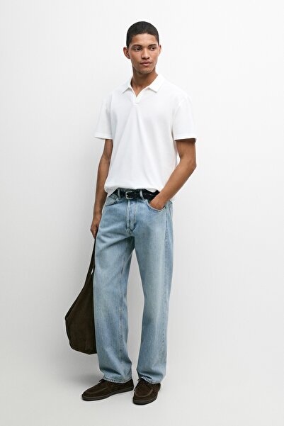 Massimo Dutti Mikro dokulu, V yaka polo t-shirt