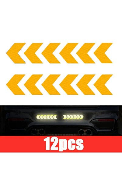 choice2 yellow 12 Pcs/Set Reflective Arrow Sign Tape Warning Safety Sticker f...