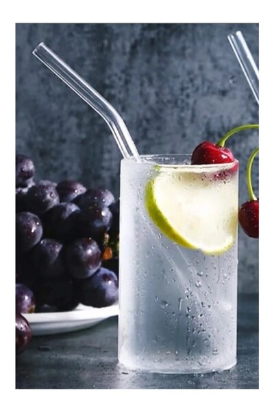 Evizim Glass Drink Straws Set of 6 Borosilicate Transparent Eco-Friendly Straws
