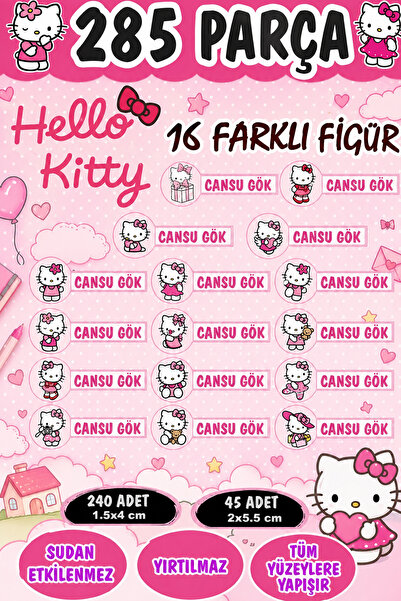 Kt Grup Okul Etiketi Kalem Defter Etiketi Sanrio Hello Kitty Özel Isimli Etik...