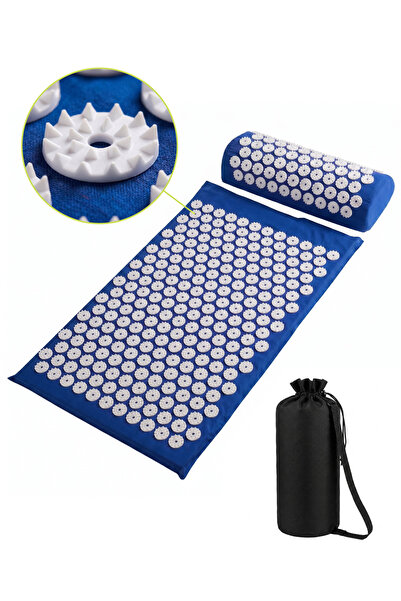 Yogatime Spiked Mat Set – Dark Blue - Acupressure Mat Set with Neck Pillow, A...
