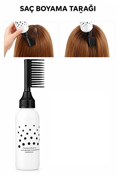 Kitchen Beauty Taraklı Saç Boyama Şişesi Saç Bakım Yağı Uygulama Tarağı Saç D...