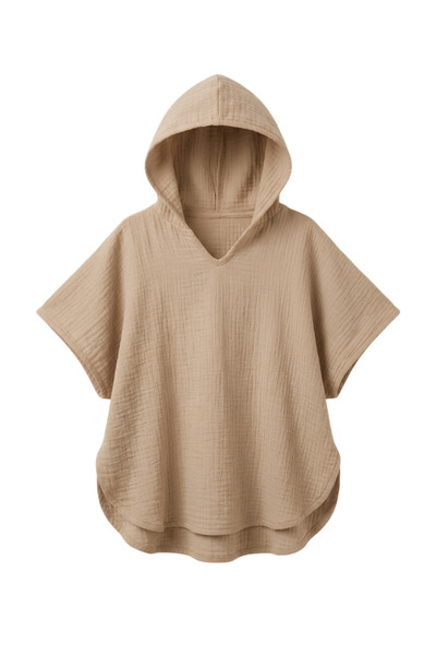 elibaby Hooded Muslin Poncho - 100% Organic Cotton, Beach Poncho and Bathrobe...