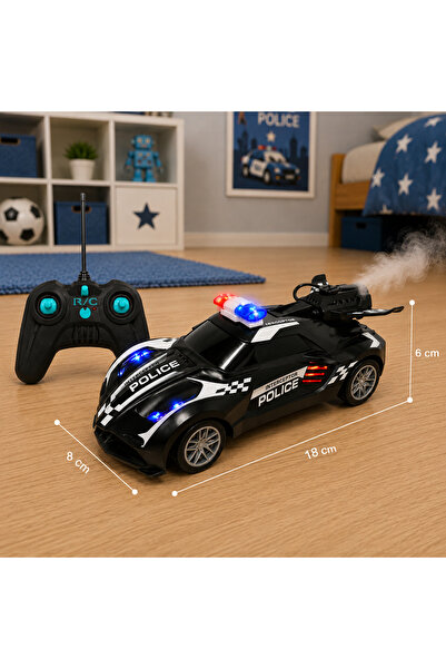 Salamandra Kids Mașina Poliție cu fum, lumini și telecomandă, Negru