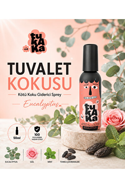 TUKAKA Tuvalet Öncesi Koku Giderici Sprey, Banyo Ve Tuvalet Kokusu 50ml - Euc...