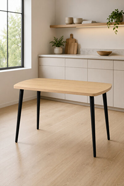 VİLİNZE Argos Sabit Mdf Naturel Mutfak Masası - 70x120 cm