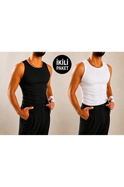 Livik Erkek Halter Yaka Sporcu Likralı Fitilli Atlet Günlük ve Spor Kullanım ...