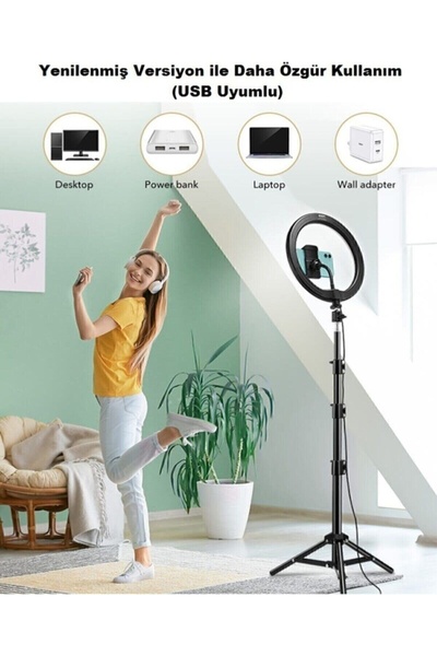 joyplus 10"inç Ring Light Youtuber Tiktok Çekim Işıklı Telefon Tutucu+Tripod ...