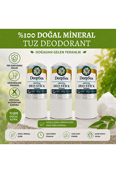 E-DOĞAL MARKET DOĞAL KAYA TUZU Doğal Kristal Tuz İçeren Roll-on Stick 60gr (T...