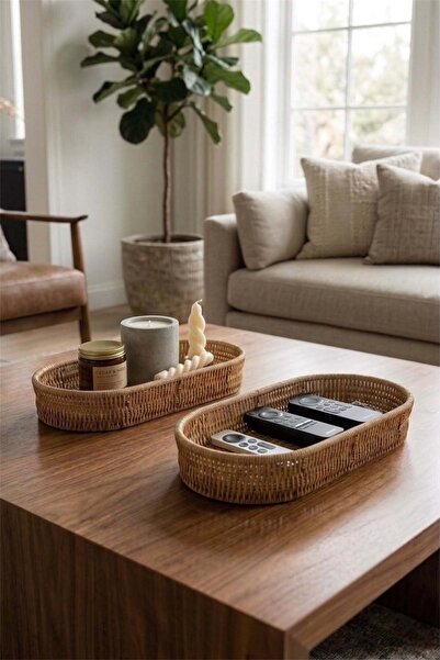 Bayev 2 Pieces of Favorite 9177 Rattan Long Basket - Multi-Purpose Decorative...