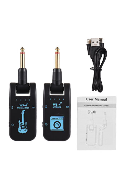Choice1 Black 2.4G Wireless Guitar System Rechargeable Guitar Transmitter Rec...