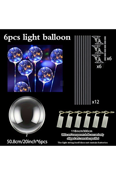 Choice 20inch Colorful Version 6 Led Luminous Transparent Balloons for Weddin...