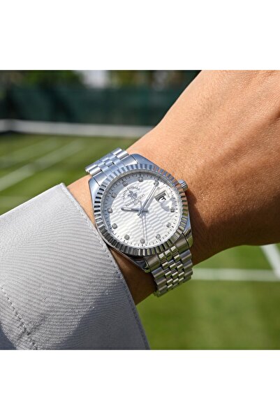 Santa Barbara Polo & Racquet Club ساعة نسائية من الفولاذ المقاوم للصدأ باللون...