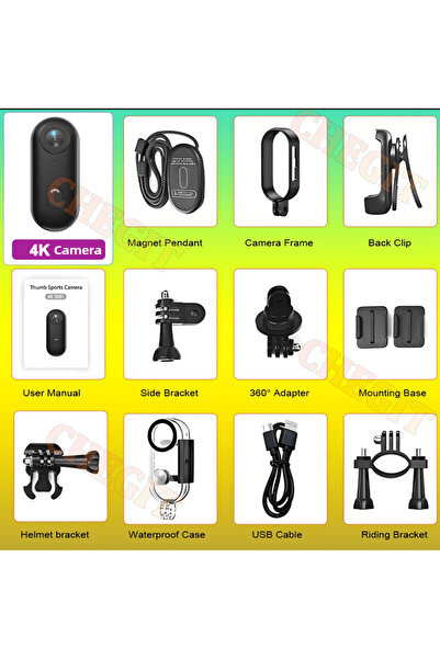 Choice6 64GB Card 4K-Black 4K 1080P Mini Body Camera Helmet Handlebar Motorcy...