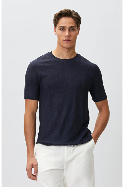 Network Lacivert Desenli T-shirt
