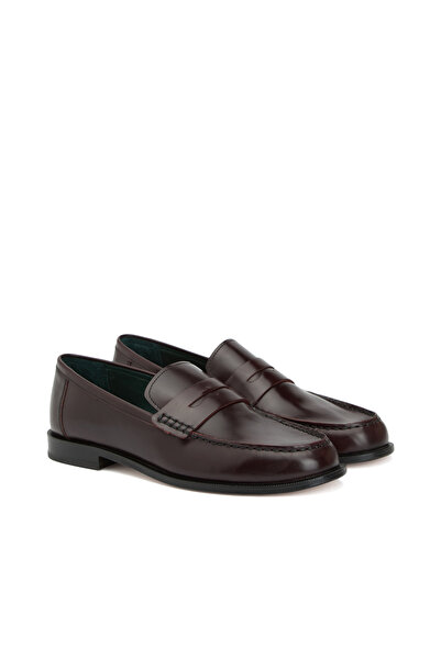 George Hogg Bordo Kadın Deri Loafer