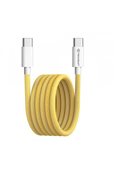 Techsuit Cablu Date si Incarcare USB-C - USB-C PCB114D, 60W, 1m, Galben